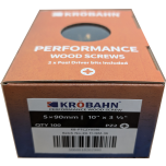 PERFORMANCE WOOD SCREWS - 5 x 90mm - 100 SCREWS